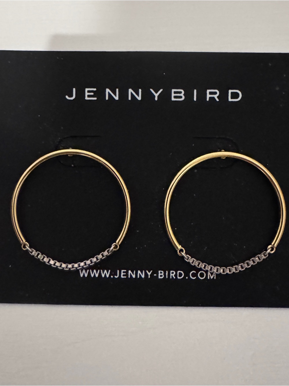 Jenny Bird Two-Tone Hoop Earrings with chain accent